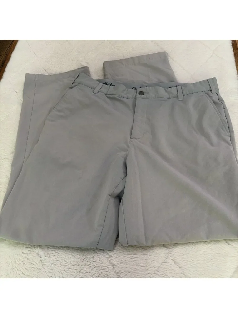Adidas Men’s Athletic Golf Pants Gray 36 X 32 Stretch Waist Grip Read*